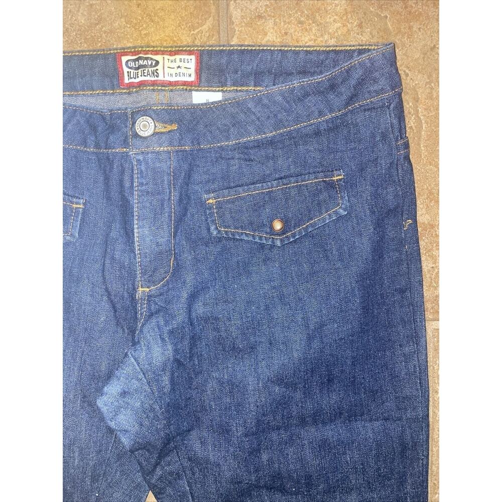 Vintage Old Navy Womens Jeans Dark Wash Boot Cut Front Snap‎ Faux Pockets Size 8 - Picture 3 of 3